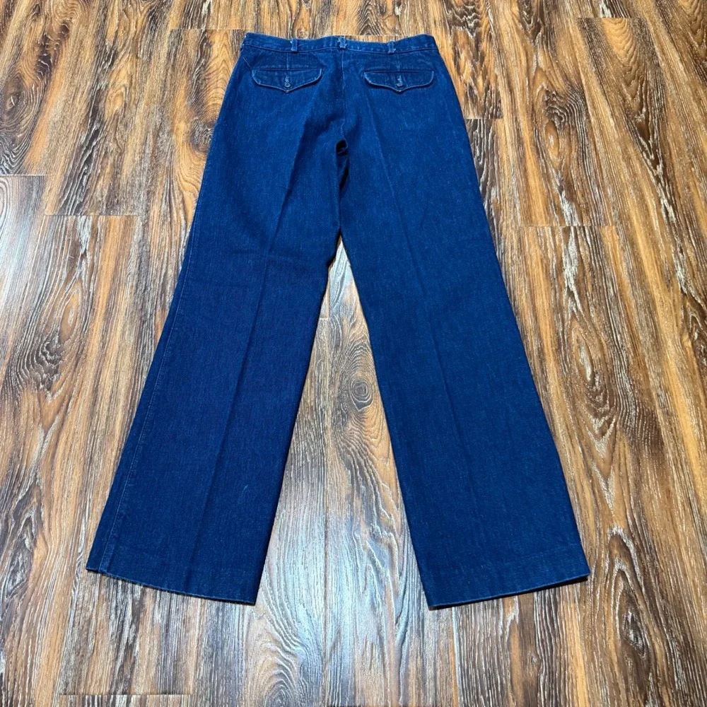 Lee 32x32 Denim Trousers Mens Dark Blue Vintage Wide Leg Heavy Cotton USA Made